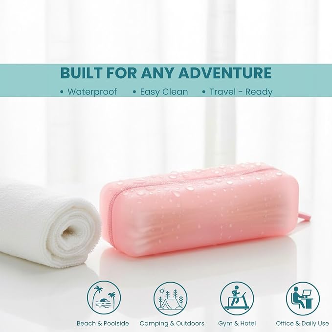 Cotton Pad Swab Travel Case, 2-in-1 Waterproof Organizer, VISFRESH (Pink) - Image 3