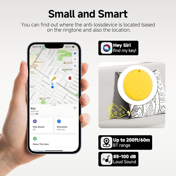 5 Pack Air Smart Tags for Apple Find My, IP67 Waterproof Bluetooth Smart Trackers for Keys, Luggage, Wallet, (iOS Only) Key Finder with Replaceable Battery, Bluetooth Item Finder - Image 5