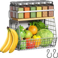 Magnetic Shelf for Fridge with Wood Lid, Fruit Potato and Onion Storage Bins, Pantry Organizers & Storage, Large Container Magnetic Spice Rack for Refrigerator, Kitchen Counter (Silver-gray, 1) by Ofiray-home