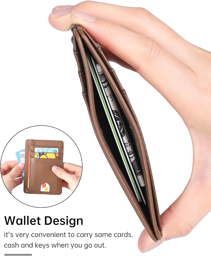Teskyer Slim Minimalist Wallet for Men, RFID Front Pocket Card Holder | Ultra Slim Front Pocket Design, 8 Card Slots, RFID Protection, Smooth Faux Leather for Everyday Carry - Image 8