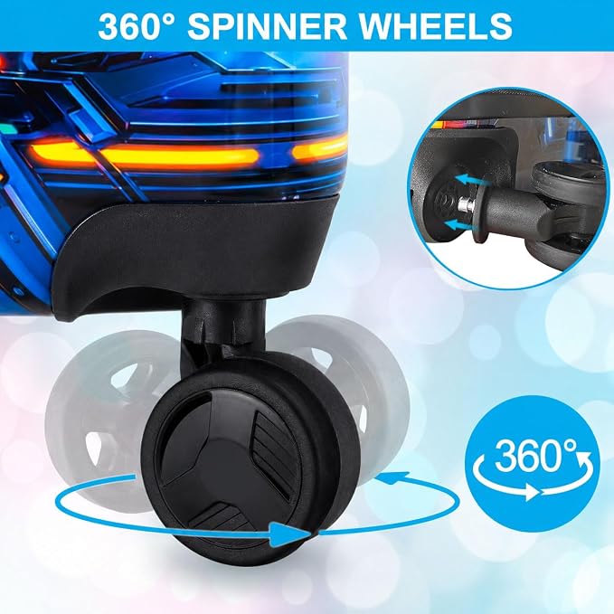 Luggage for Boys with Wheels, Lightweight Hardshell Spinner Kids Suitcase Set 2PCS - Airplane Approved Carry-On for Children Ages 3-10, Futuristic Game Rolling Suitcases for Elementary Toddler Travel - Image 6