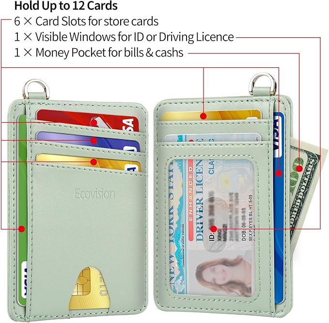 Slim Minimalist Front Pocket Wallet, RFID Blocking Credit Card Holder Wallet with Detachable D-Shackle for Men Women - Image 5