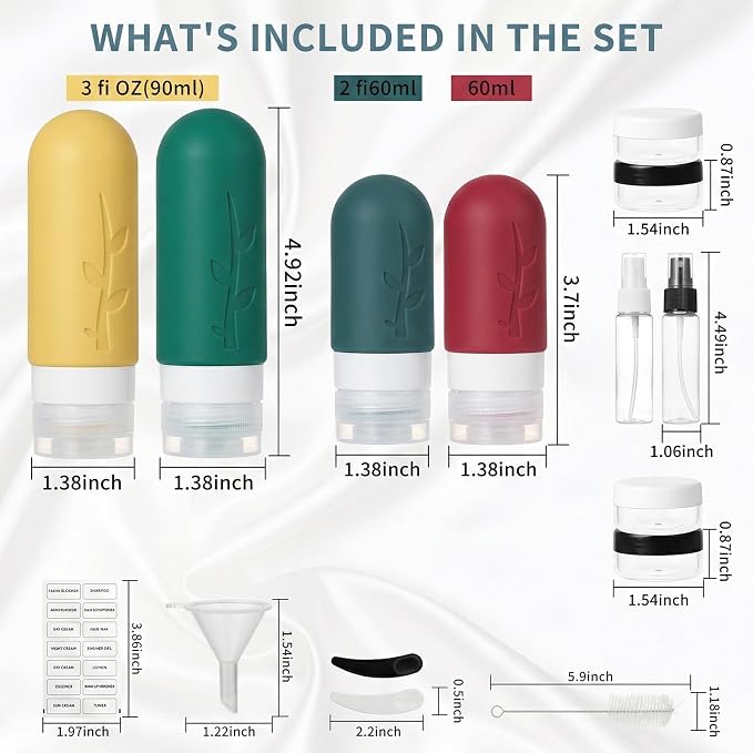 DEPOZA Travel Bottles Kit (16 Pack) - TSA Approved, Leak Proof Silicone Squeezable Containers for Toiletries. Complete Set with Jars, Sprayers & Bag (Wine Red) - Image 5