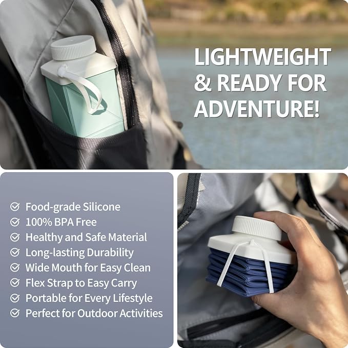 Collapsible Water Bottles, 24 oz (720 ml), Portable Travel Water Bottle | Leakproof & Reusable, Lightweight Foldable Water Bottle for Traveling, Hiking, Gym, Office, School, Sports & Outdoor, 3 Pack - Image 3