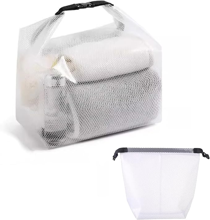 Cosmetic storage bag with dry and wet separation, wash bag, hand-held bag, portable storage bag, simple style,suitable for travel, fitness, swimming, outdoor rafting (White, 7.1in*6.3in*9.4in) by Unknown