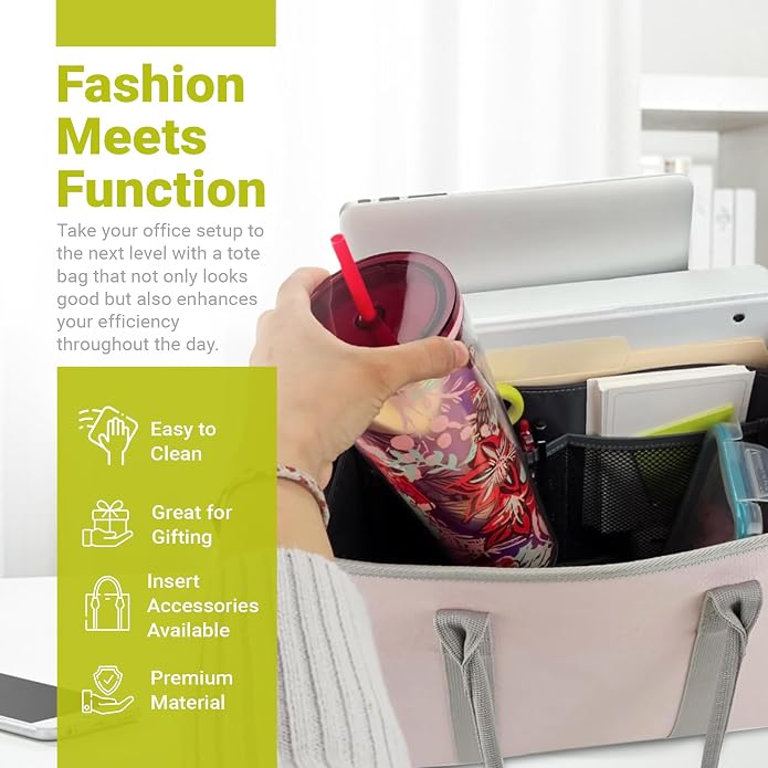 meori Office Tote Bag Carry Laptop Essentials Sturdy Bottom Stays Upright 3 Handy Pockets - Image 6