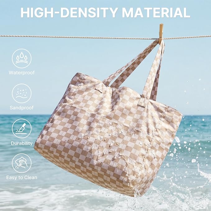 G4Free Large Beach Bag Waterproof Sandproof, Zipper Pool Tote for Women | XL Large Capacity, with Wet Compartment, Foldable Packable with A Pouch, for Swim Travel Grocery - Image 8