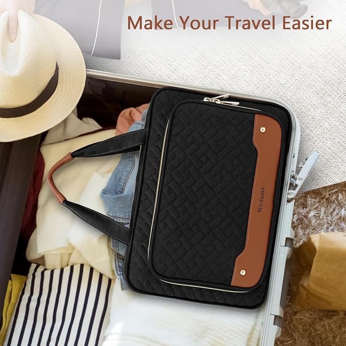 Toiletry Bag for Women, Hanging Travel Toiletry Bag with Jewelry Organizer Compartment Medium Makeup Bag, PVC Waterproof Cosmetic Travel Bag Trips Camping Bathroom, Black+Brown - Image 8
