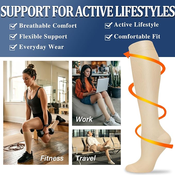 Sooverki Compression Socks for Women and Men Circulation (3/4 Pairs) is Best Support for Running Athletic Cycling Hiking - Image 3