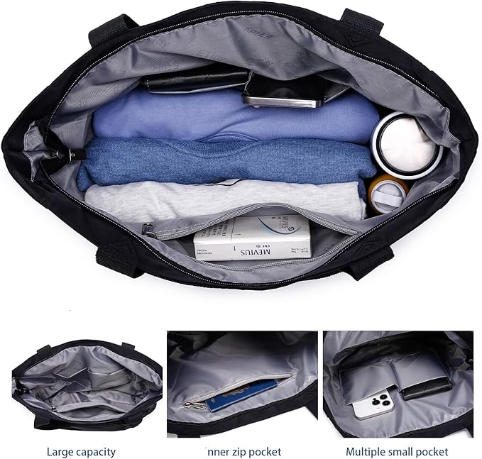 ETidy Large Capacity Foldable Tote Bag With Zipper | Water-resistant, Lightweight, Sandproof, Beach Bag, Gym Bag, Travel Shopping Bag - Image 2