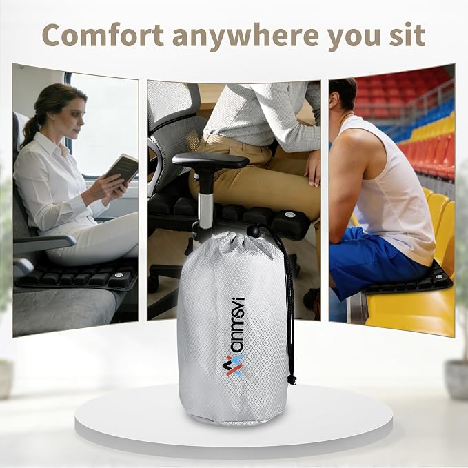 Everywhere Comfort Seat Cushion with Built-in Pump - Lightweight Foldable Air Cushion for Stadium, Travel, Office & Outdoor Seating - Ergonomic Pressure Relief Pad, 0.8 lb - Image 3