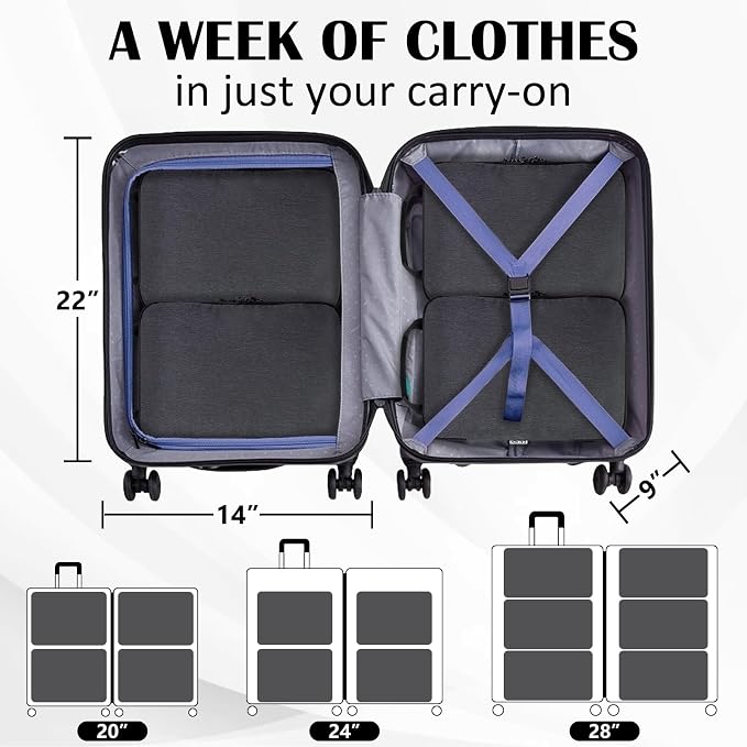 Compression Packing Cubes for Travel Suitcase Organizer Bags, Black, L | Expandable Travel Cubes for Packing Luggage Organizer Bags Compression Bags for Travel Essentials - Image 5