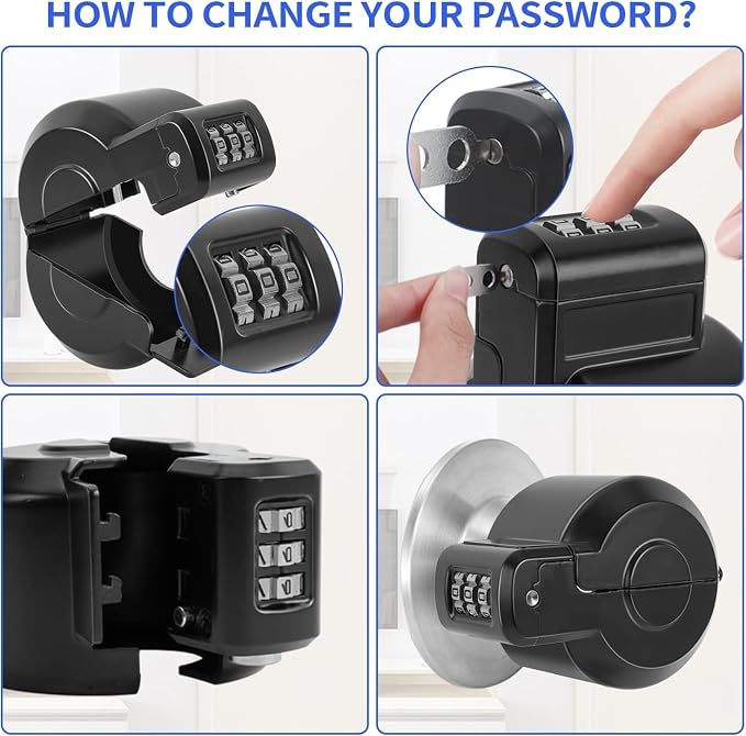 Door Knob Safety Cover Lock Child Proof Door Knob Lockout Device Cover | Combination Lock for Kids Dementia Elderly Safety Water Gas Valve Faucets Temporary Door Handle Lock Fits Most Circular Knobs - Image 5
