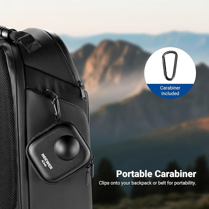 NEEWER Storage Case Compatible with DJI Osmo 360 Only, Protective Portable Splashproof Dustproof Travel PU Hard Shell Carrying Bag Action Camera Accessories with Carabiner, AC040 - Image 6