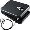 Car Gun Safe for Pistols Small Handgun Lock Box with Key Lock Portable Travel Pistol Safe for Car, Home, Travel (9.4" X 6.4" X 1.8") by Dalmbox