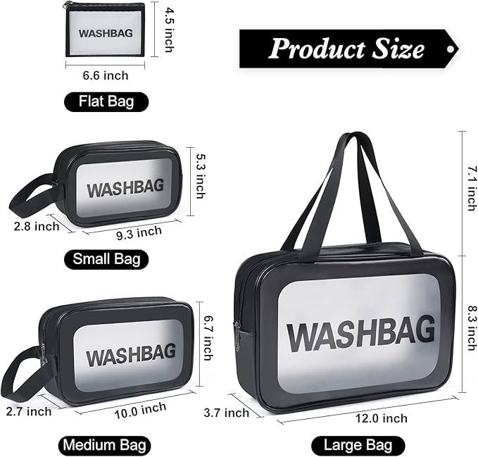 YuanCheng 4pcs PU Leather Portable Toiletry Bags with Handle, Translucent Waterproof travel Make up Bags for Women, Large Capacity Travel Cosmetic Bags - Image 3