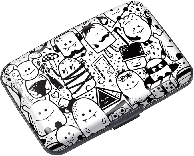 Coco Rossi Credit Card Holder RFID Aluminum Small Mini Wallet Women | Metal Wallet, Business Cards Holder, ID Case, Slim Sleeves, Womens Girls Gift, Carry Proof Wallets for Travel, Cartoons by Coco+Rossi