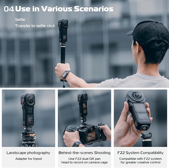ULANZI Falcam F22 Quick Release Kit for Insta360, Panoramic Camera Mounting | Adapter Convert 1/4" Thread to F22 QR System, Camera Accessory for Photographer, Fits Insta ONE RS, RS 1-Inch, X/X2 - Image 6