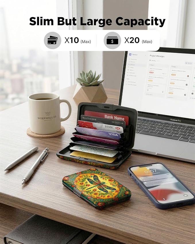 Maicican RFID Blocking Aluminum Credit Card Holder | Slim Metal Wallet for Women & Men, Business Card Case for Travel, Fits Front Pocket, Card holder wallet - Dragonfly - Image 5