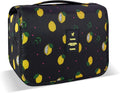 Lcsmaokin Large Capacity Toiletry Bag Travel Bag with Hanging Hook for Men and Women Waterproof Travel Cosmetic Bag Bathroom Storage Bag for Brushes Set,Full-Sized Shampoo,Accessories-Black Lemon by Lcsmaokin