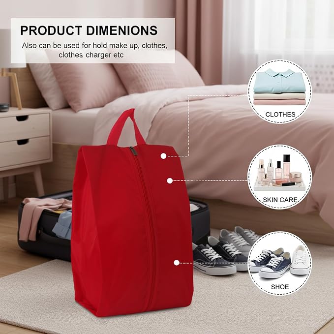 6pcs Portable Shoe Organizer, Travel Pouches with Zipper, Golf Shoe Bags, Clothes Bags, Soccer Cleats Bag Shoe Pouch for Gym, Waterproof, Odor-Resistant (Red) | Golf Shoe Bags, Clothes Bags, Soccer Cleats Bag Shoe Pouch for Gym, Waterproof, Odor-Resistant - Image 3