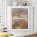 Kitsure Wooden Corner Bread Box for Kitchen Countertop, Large, White | 2-Tier Bread Container with Magnetic Acrylic Door, Kitchen Counter Organizer for Snacks, Loaves,, Homemade Bread Storage by Kitsure