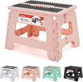 9 Inch Folding Step Stool 300 LB Capacity Non Slip Foot Stool with Handle Plastic Foldable Step Stools for Kids Stepping Stool for Bathroom Black Small Step Stool (1 PC Pink) | Heavy Duty Foldable Stools, Lightweight, Holds 300 lb, for Toddler Kitchen ... by ACSTEP