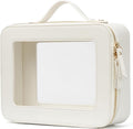 Clear Makeup Case White Toiletry Bag Travel Large Clear Cosmetic Bag with Zipper, Big Make Up Bag Organizer Women Traveling TSA Approved Transparent Bag Car for Essentials | Structured Mahjong Tile Bag with Zipper and Handle, Big Long-trip Cosmetic Cas... by POPVIBE