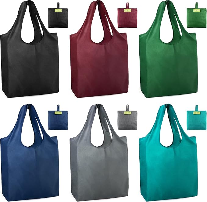 BeeGreen Foldable Travel Bag Reusable Gifts Bags - Reusable Grocery Bags Large Holiday Gifts Cloth Tote With Handles - Bulk Reusable Shopping Bags for Women (Beach Storage Washable Collapsible)​ by BeeGreen