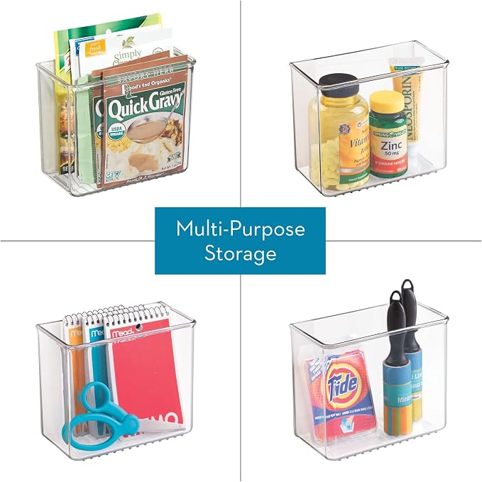 iDesign Adhesive Organizer Bin, Set of 2, Clear | Damage-Free Hanging, For Kitchen, Bathroom, or Office - Image 5