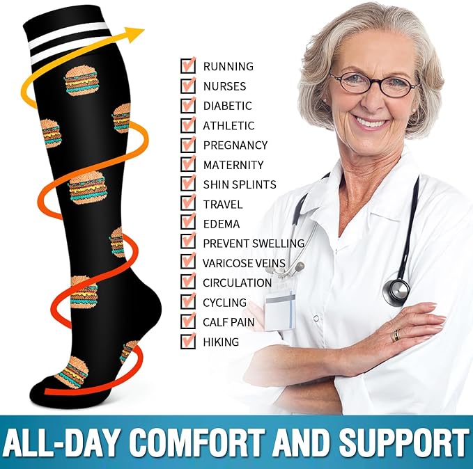 6 Pack Copper Compression Socks for Women and Men Circulation-Best Support for Medical,Running,Nursing,Athletic - Image 6