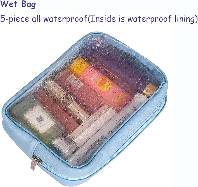 Remobia Hicol TSA Approved 5-Piece Diaper Bag Organizer Pouch Set Clear Waterproof TPU Kids Toiletry Storage Set Travel Packing Clutch Cube Bags for Baby Nursing (Blue) - Image 4