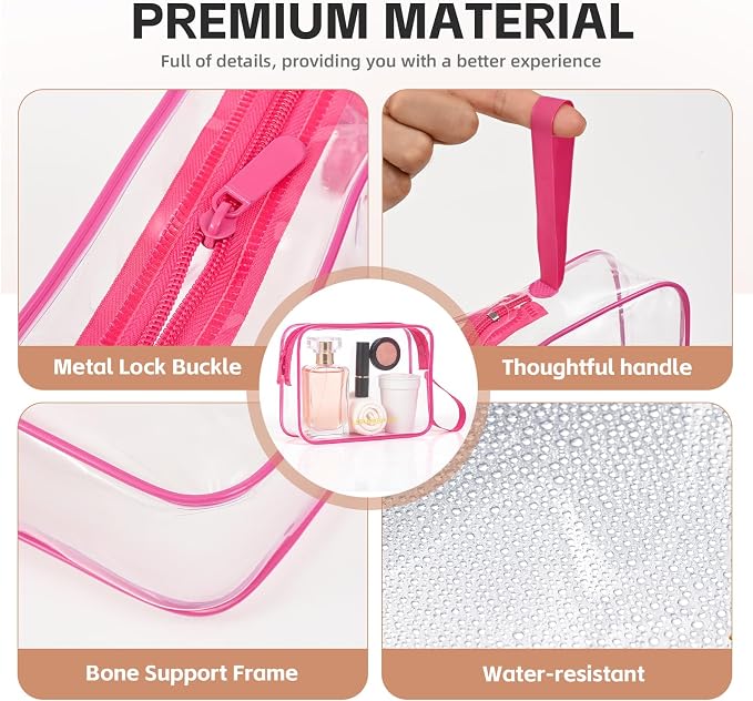 Icramsy Clear Makeup Bag,2 Pack TSA Approved Toiletry Bag for Women & Men | Portable Handheld Design, Waterproof, Airport Airline Compliant, Clear Toiletry Cosmetic Bag - Image 3
