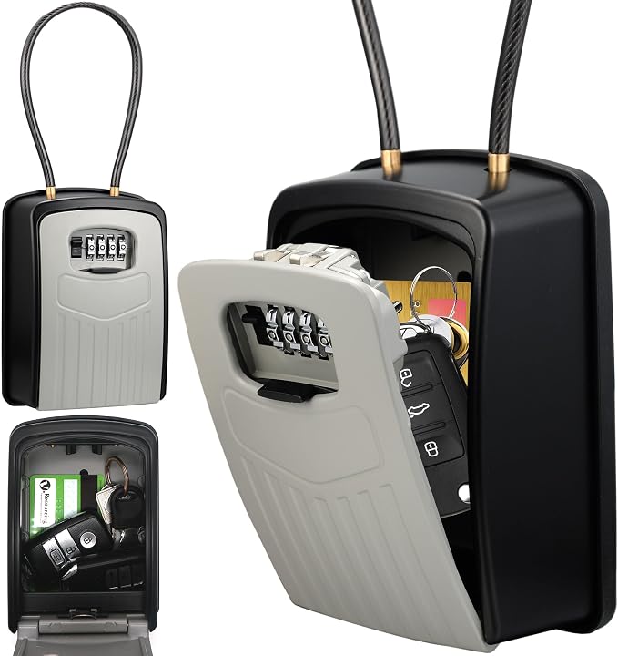 Extra Large Key Storage Security Lock,V-Resourcing Re-settable 4 Digit Combination Lock Box with Removable Chain,Share and Secure Keys for Home,Office,Garage etc by V%C2%B7RESOURCING
