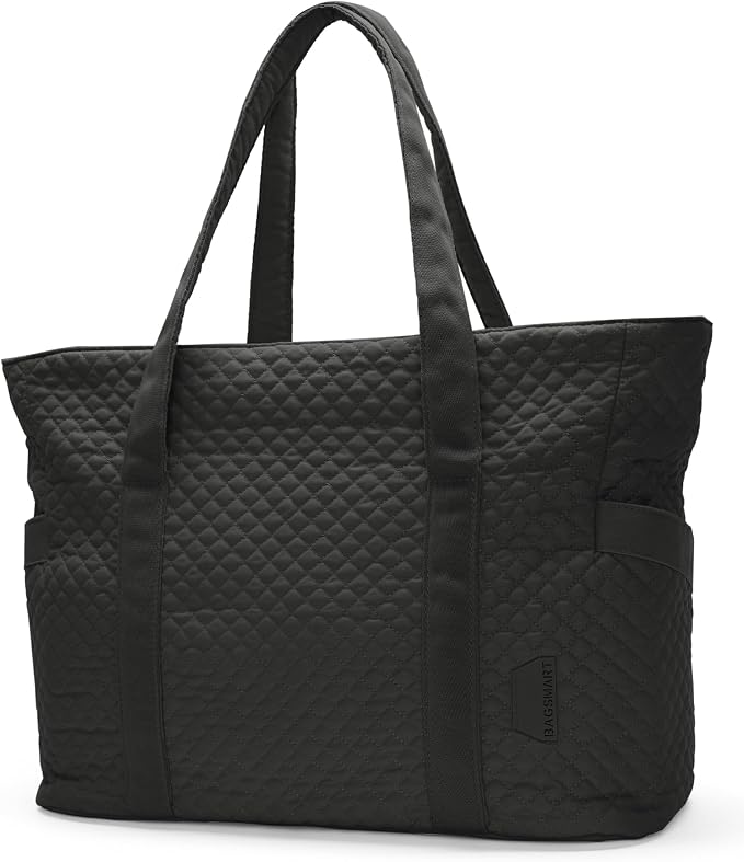 BAGSMART Crush Tote Bag for Women, 20L Puffer Work Tote with Zipper, Travel Essentials Quilted Nurse Hospital Bag by BAGSMART