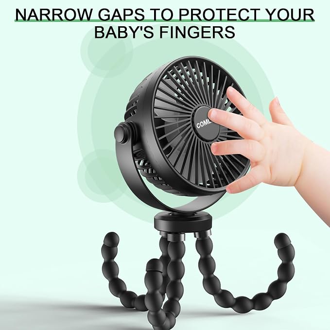 COMLIFE Baby Stroller Fan, Rechargeable Battery Operated, Max 10Hrs Cooling, 3 Speeds, 360° Rotate USB Desk Fan, Flexible Tripod Clip On Fan for Stroller Car Seat Crib Treadmill Golf Cart - Image 6