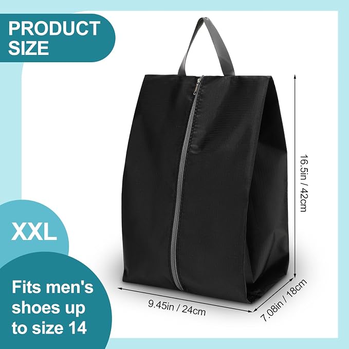 Paterr 18 Pcs Shoe Bags for Travel XX-Large Storage Packing Organizer Waterproof Shoe Carrier with Zipper Protable Covers for Travel for Women Men, Black - Image 2