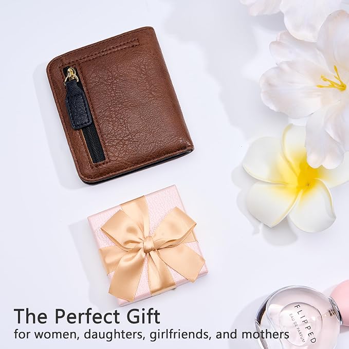 Gostwo Small Wallet for Women, Slim Bifold Credit Card Holder, Compact RFID Blocking Cash Wallet, Billfolds Thin Leather Zipper Pocket, Mini Wallet Gift for Ladies Teen Girls Travel with ID Window - Image 6