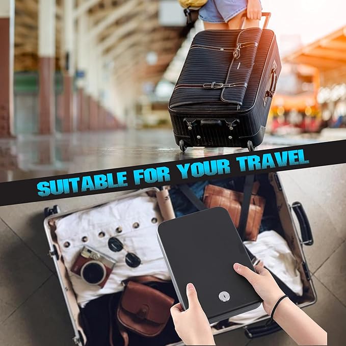 Car Gun Safe for Pistols Small Handgun Lock Box with Key Lock Portable Travel Pistol Safe for Car, Home, Travel (9.4" X 6.4" X 1.8") - Image 6