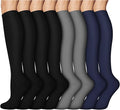 8 Pairs Compression Socks Women Men 15-20mmHg Knee High Support Circulation | Copper Nylon Graduated Stockings,Leg Fatigue, Nurses, Pregnancy, Running, Travel, Flight, Athletic, Medical by ACTINPUT