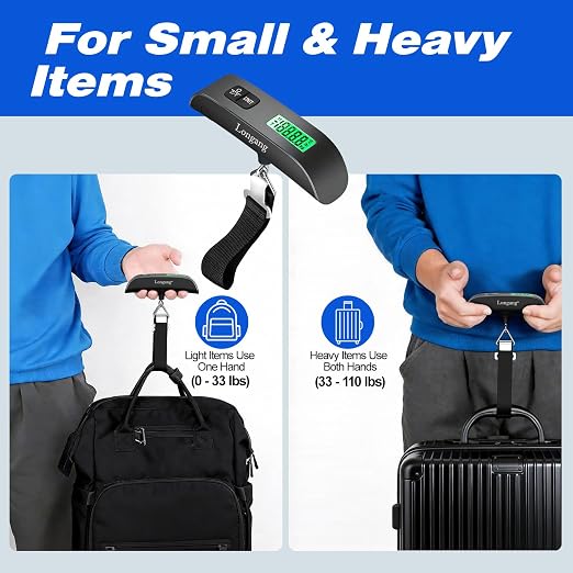 Digital Hanging Luggage Scale with Backlit for Travel, Portable Handheld Suitcase Weight Scale with Hook, 110 Pounds, Battery Included - Image 4