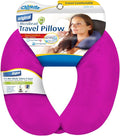 Dual Comfort Microbead Airplane Travel Neck Pillow. Soft Cozy Plush Fabric on One Side, Cool Relaxing Spandex on The Other! Customize Your Comfort and Support at Home or On The Go! Bright Pink by Cl%C3%B6udz