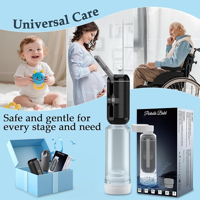 Portable Bidet for Travel, Rechargeable Waterproof Sprayer, Black | Portable Rechargeable Travel Bidet Sprayer Fits Various Water Bottles, Waterproof High Pressure Handheld for Personal Hygiene - Image 9