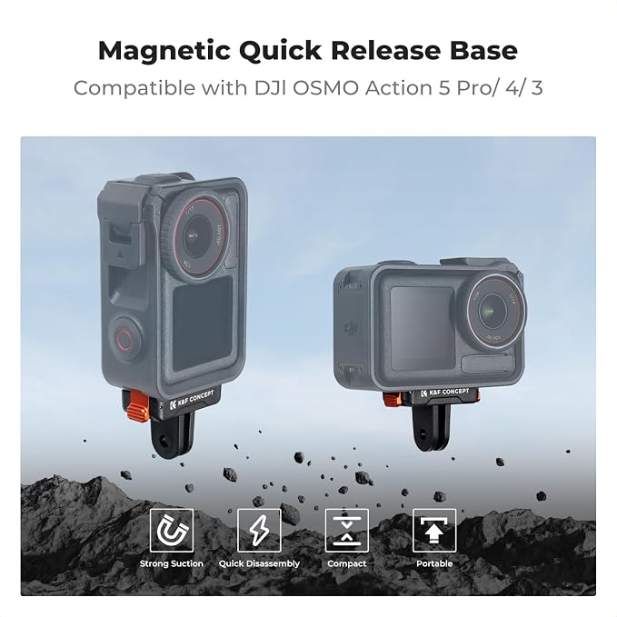 K&F CONCEPT Magnetic Quick Release Adapter Mount for DJI Osmo Action 5 Pro | 2 Pack Extension Base Bracket with 1/4" Adapter/Quick-Release Buckle for DJI Osmo Action 4/Action 3/Osmo 360 Accessories PP05 - Image 4