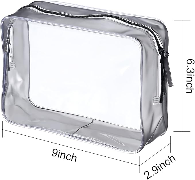 5 Pack Clear PVC Zippered Toiletry Carry Pouch Portable Cosmetic Makeup Bag for Vacation, Bathroom and Organizing - Image 2