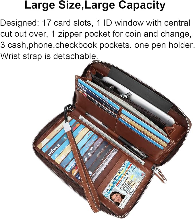 Small Compact Women Wallet RFID Blocking Genuine Leather Bifold Purse with ID Windows - Image 3