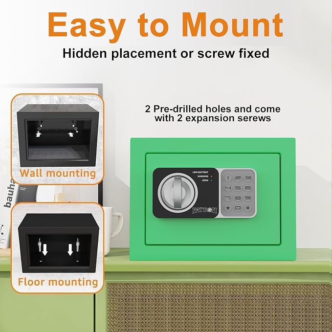 Small safe box with key,Kids mini safe for money, coin safes for home with code，0.236 Cubic Feet Green - Image 7