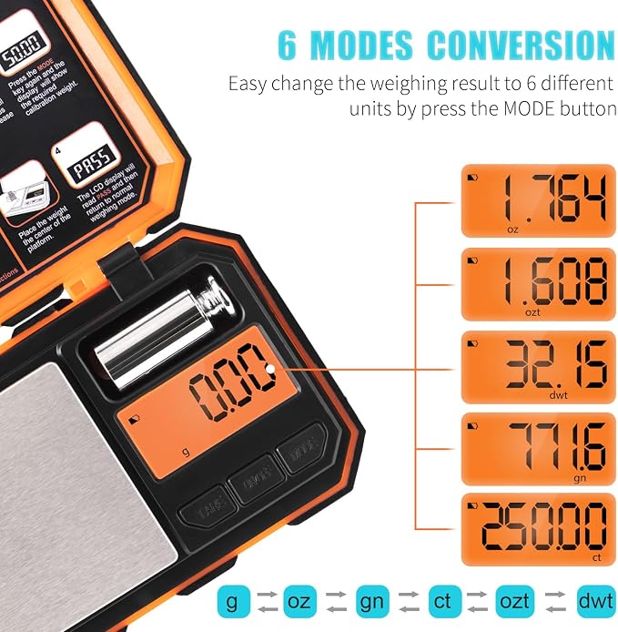 Fuzion Digital Pocket Scale, 500g x 0.01g Gram Scale, High Precision | Small Jewelry Scale with 50g Calibration Weight, 6 Units Ounces Grains, Tare Function for Jewelry, Coin, Powder, Food - Image 4