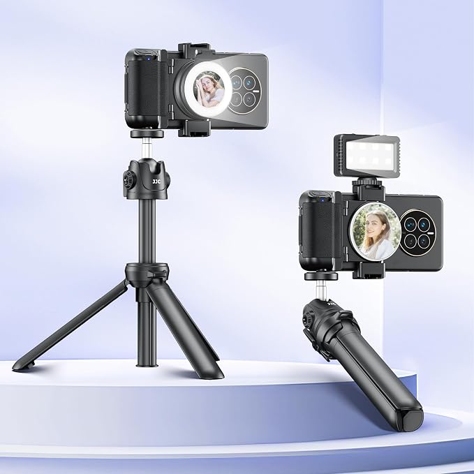 Phone Camera Grip Smartphone Photography Shooting Clip with Tripod Mount & Detachable Wireless Shutter Remote Control, Cellphone Selfie Grip Handle Stand for iPhone & Other Phone Vlog Video Black - Image 5
