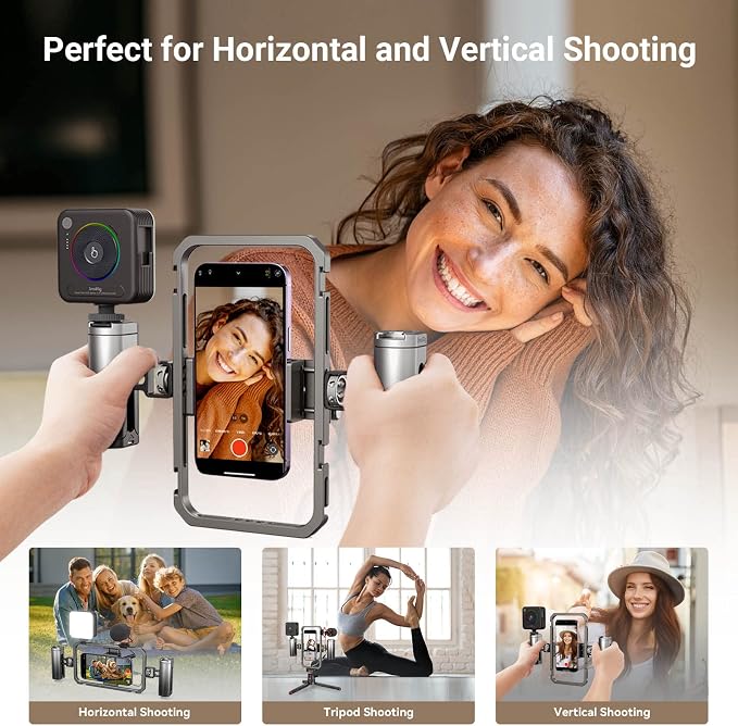 SmallRig Universal Smartphone Video Rig for iPhone 17 16 15 14 for Samsung, Filmmaking Vlogging Rig Aluminium Alloy Phone Video Cage Grip with Cold Shoe Mount for Videomaker Videographer - Image 5
